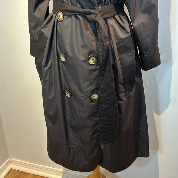 Sonia Rykiel black double breasted trench coat/raincoat size large - Picture 3 of 12